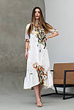 Романтична міді-сукня Лусія з воланом 100% італійська бавовна 42-56 розміри різні кольори білий принт, фото 5