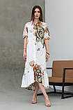 Романтична міді-сукня Лусія з воланом 100% італійська бавовна 42-56 розміри різні кольори білий принт, фото 6