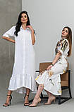 Романтична міді-сукня Лусія з воланом 100% італійська бавовна 42-56 розміри різні кольори білий принт, фото 3