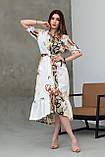 Романтична міді-сукня Лусія з воланом 100% італійська бавовна 42-56 розміри різні кольори білий принт, фото 9