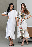 Романтична міді-сукня Лусія з воланом 100% італійська бавовна 42-56 розміри різні кольори білий принт, фото 8