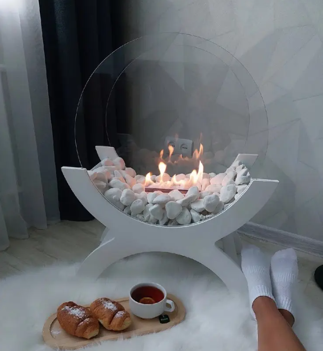 Напольный биокамин LUNA с камнями без дыма и копоти для квартиры и дома ...