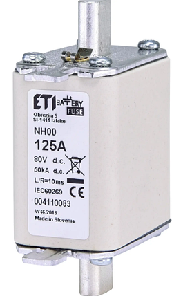 Запобіжник ETI NH-00 Battery 125A 80V DC, фото 1