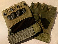 Тактичні рукавиці олива / Тактичні рукавиці без пальців / Рукавиці військові для ЗСУ