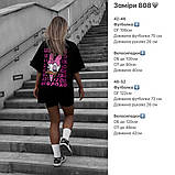 Жіночий чорний комплект футболка та велосипедки з принтом Дейзі Дак, фото 9