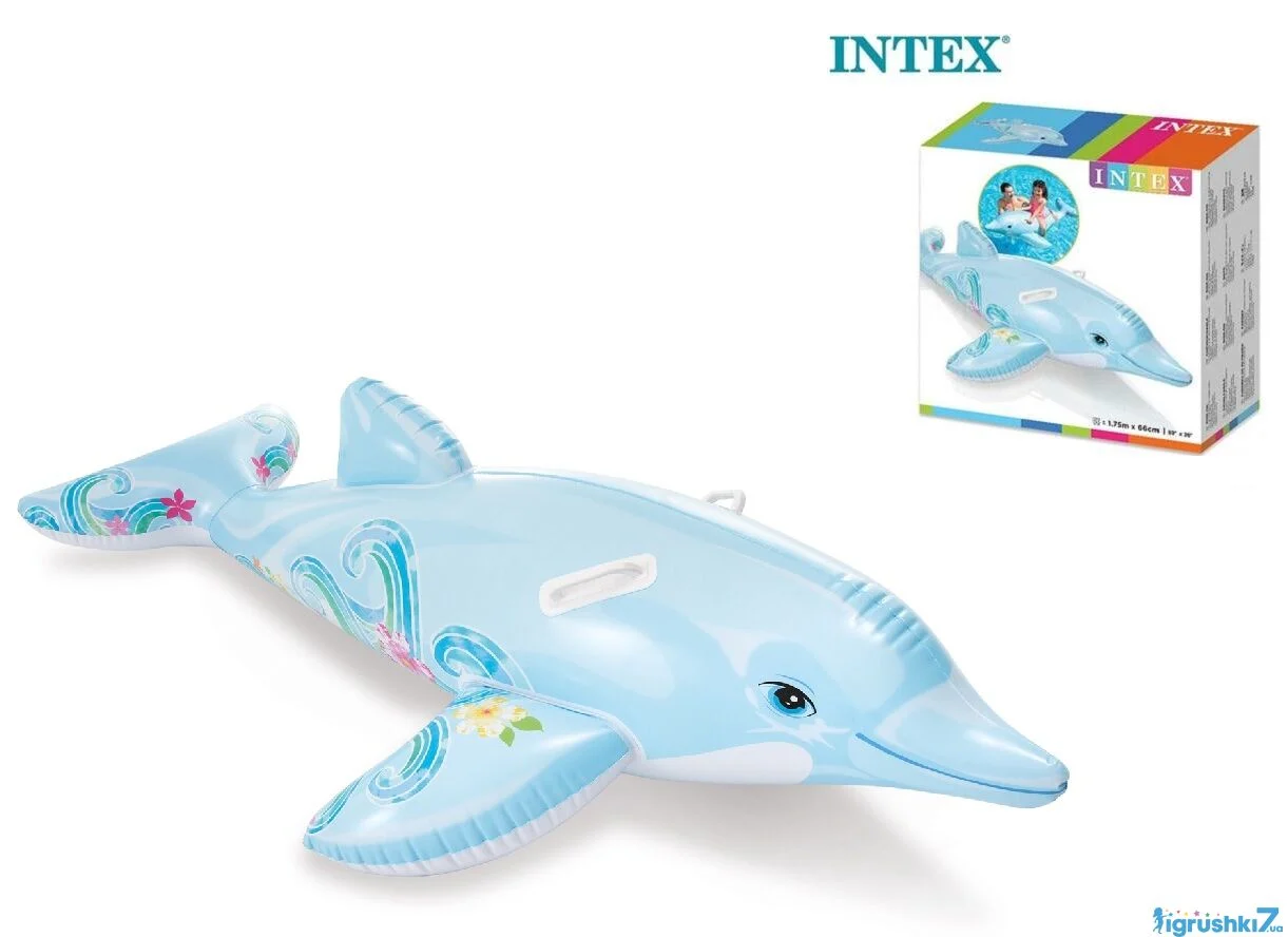 Дитячий надувний пліт для катання «Дельфін» Intex 58535, 175*66 см, фото 1