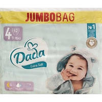 Детские подгузники DADA Extra Soft Jumbo Bag 4 (7-16 кг) 82 шт Одноразовые для детей на липучках дада мегапак