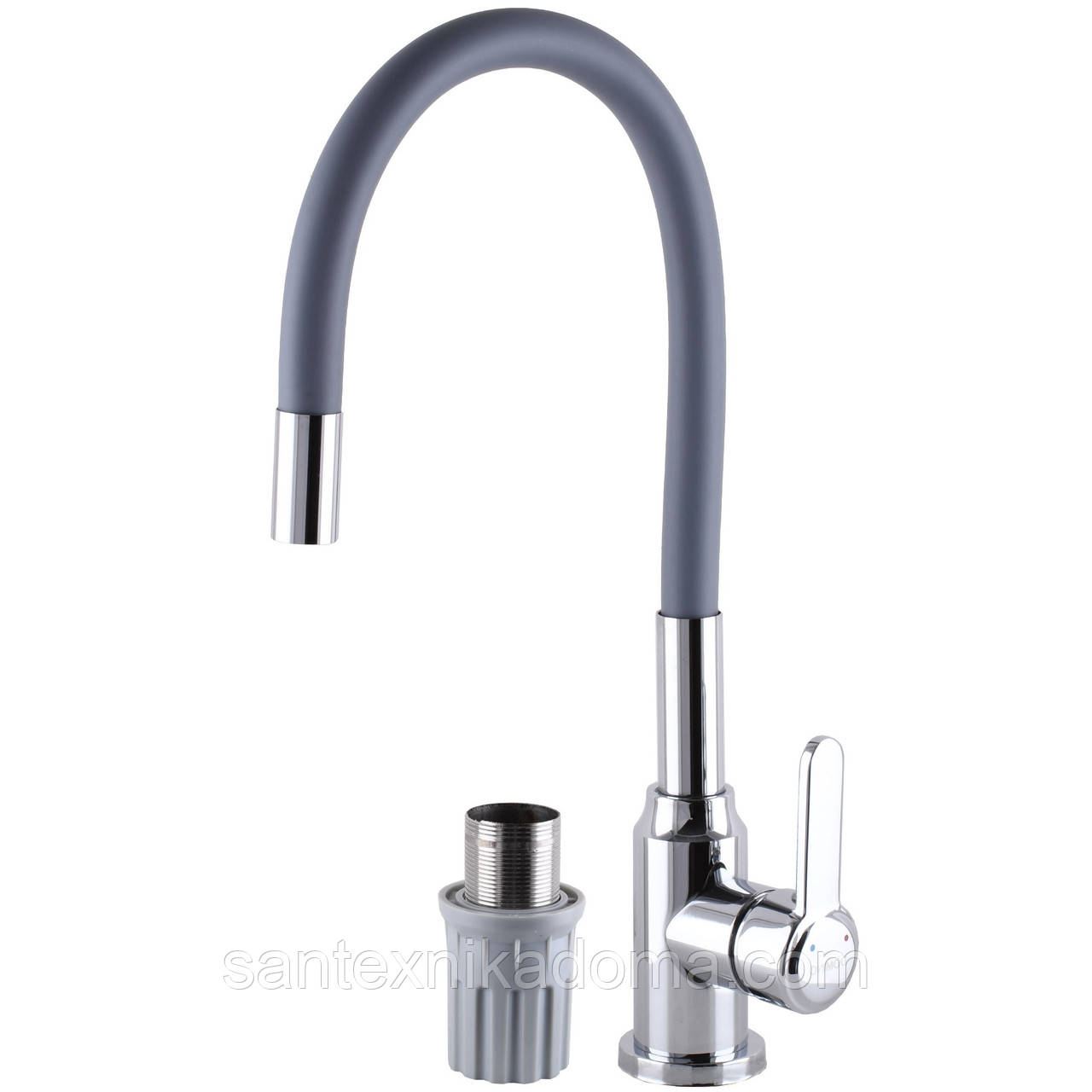Змішувач на кухню DOMINO ELLIPSE DCC-203L GRAY гофровилив сірий на гайці