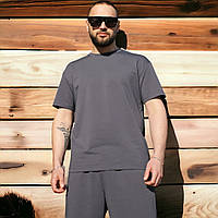 Спортивный костюм мужской оверсайз темно серый стильный летний трендовый фирменный брендовый 2XL