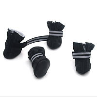 Ботиночки для собак и кошек Флис черные №0,5 4х5,5х9 см