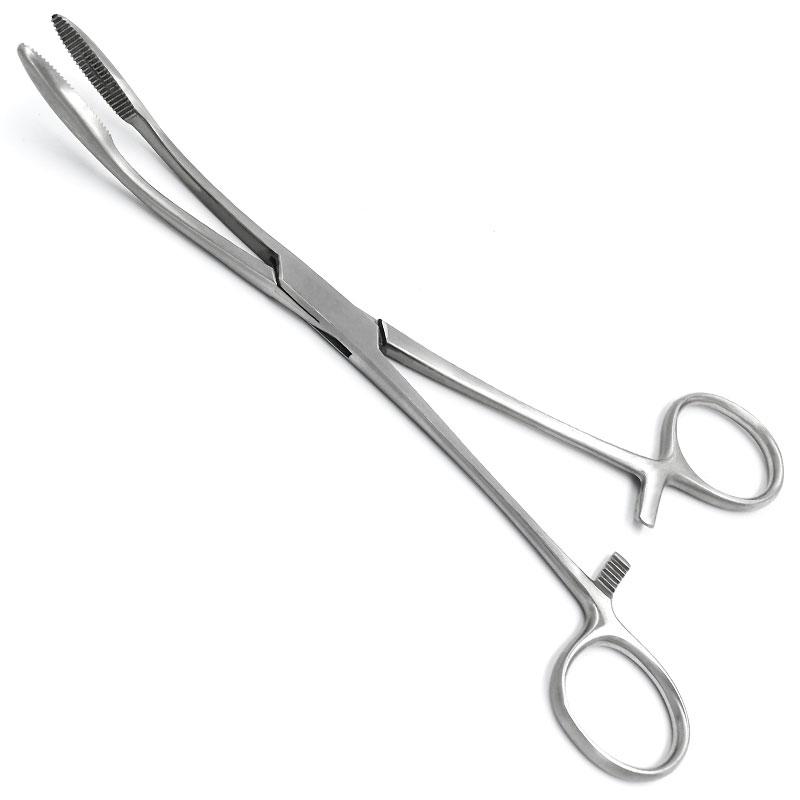 Корнцанг зігнутий, 200 мм Майєра (Gross-Maier), з кремальєрою, фото 1