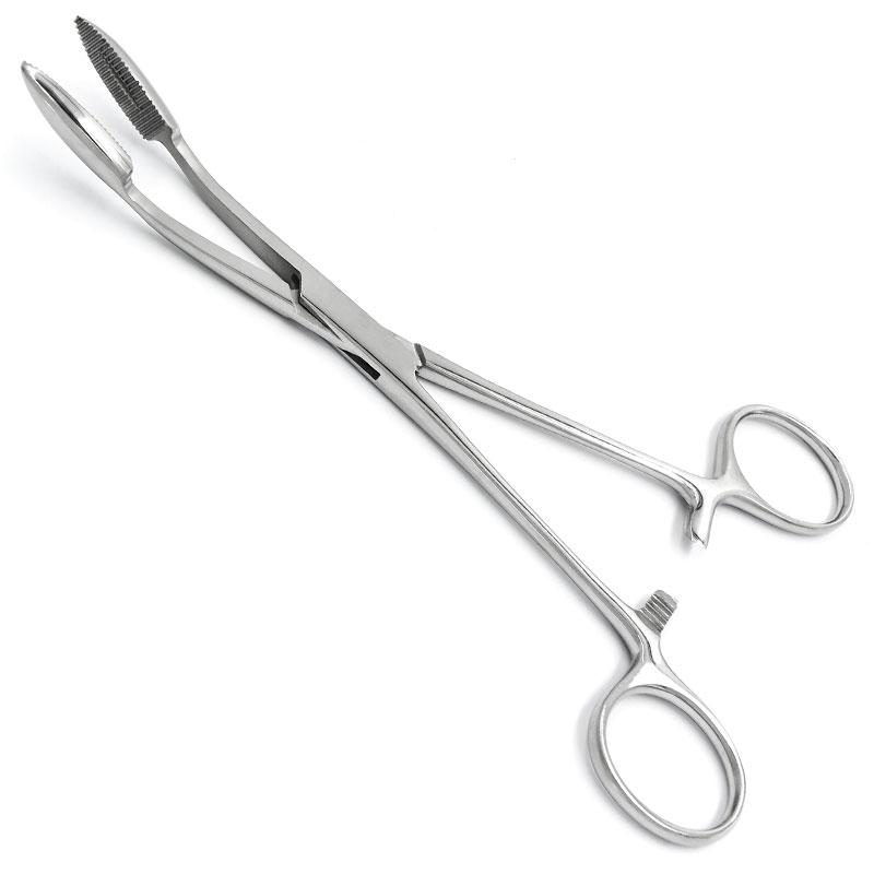 Корнцанг зігнутий, 180 мм Майєра (Gross-Maier), з кремальєрою, фото 1