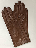 Перчатки женские без подкладки из натуральной кожи ягненка. Цвет шоколад 8"/22 см