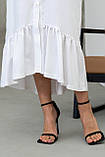 Лляне міді-плаття Лусія з воланом вільного крою з поясом 42-56 розміри різні кольори біле, фото 6