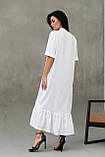 Лляне міді-плаття Лусія з воланом вільного крою з поясом 42-56 розміри різні кольори біле, фото 7