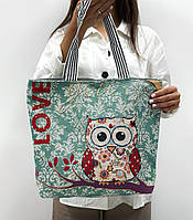 Гобеленовая сумка - шоппер /Гобеленовая сумка / Сумка из гобелена "Cute Owl" яркая с узором совы