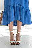 Лляне міді-плаття Лусія з воланом вільного крою з поясом 42-56 розміри різні кольори синє, фото 6