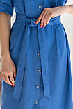 Лляне міді-плаття Лусія з воланом вільного крою з поясом 42-56 розміри різні кольори синє, фото 7
