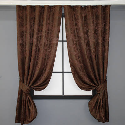 Комплект (2шт. 1,3х1,7м.) коротких штор із жакарда колекція "Sultan YL", Туреччина. Колір коричнево-бордовий. Код 1204ш 35-0077