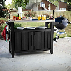 Барбекю стіл Keter стіл UNITY XL антрацит Стіл буфет 207 л Столи для барбекю із пластику