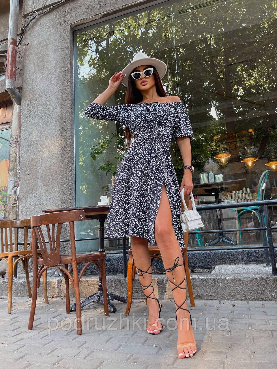 Легка літня сукня на резинці по грудях Тканина креп жатка Розмір 42-46,48-52, фото 1