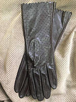 Перчатки женские без подкладки из натуральной кожи ягненка. Цвет шоколад 7"/19 см