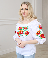 Женская блузка - вышиванка Совершенство, рукав средний р. S,M,L,XL,2XL белая