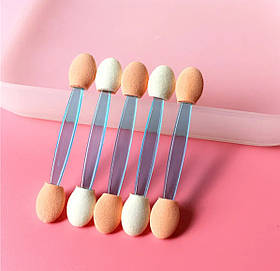 Сині двосторонні аплікатори (10 шт./уп.) для нанесення тіней, пігментів та втирання втирання для дизайну нігтів