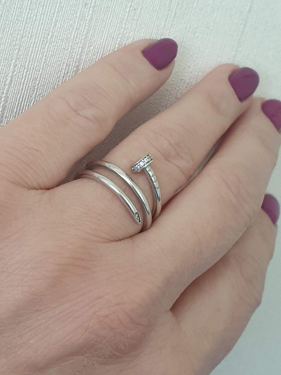 Срібне кільце Цвях з фіанітами. КВ1351С 16,5