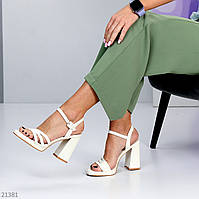 Комфортные женские белые босоножки на каблуке Летние Эко-кожа Лето, 38