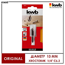 Зенкер по дереву та кольоровому металу 13 мм KWB 6-гранний хвостовик 1/4" 7 крайок