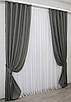 Комплект (2шт.1х2,5м.) штор з тканини льон, колекція «Льон Мішковина». Колір сірий. Код 1282ш 39-800, фото 3