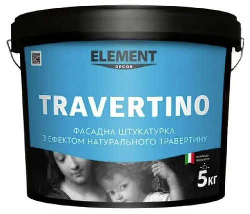 Штукатурка декоративна інтер'єрна для стін Element Decor Travertino (Травертин), фото 1