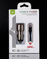 Автомобильное зарядное устройство DC (XC 36) TitanX Power 36W Max usbA to lighting темно-серый