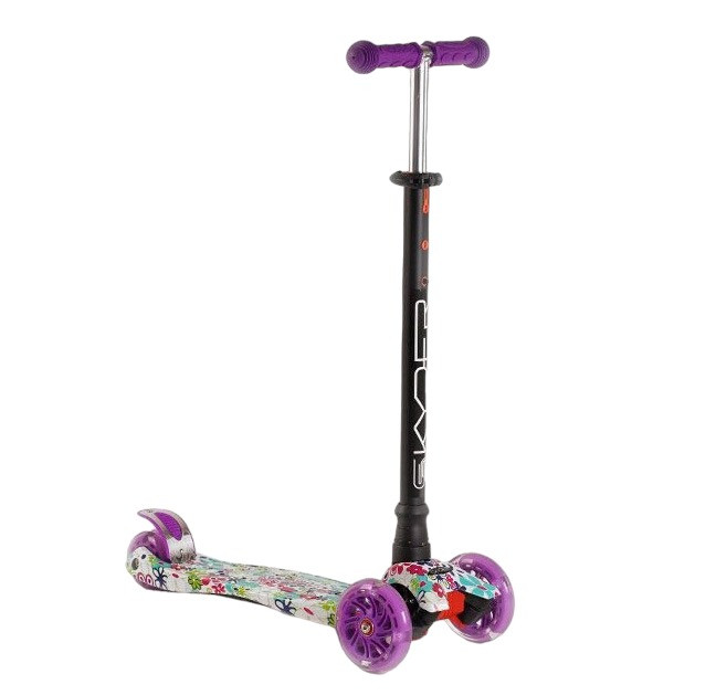 Дитячий триколісний самокат Best Scooter Skyper Maxi колеса з підсвічуванням PU 120мм (Фіолетовий), фото 1