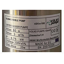 Насос свердловинний вихровий VOLKS pumpe 4SKm100 0,75 кВт + кабель 15 м і пульт, фото 6