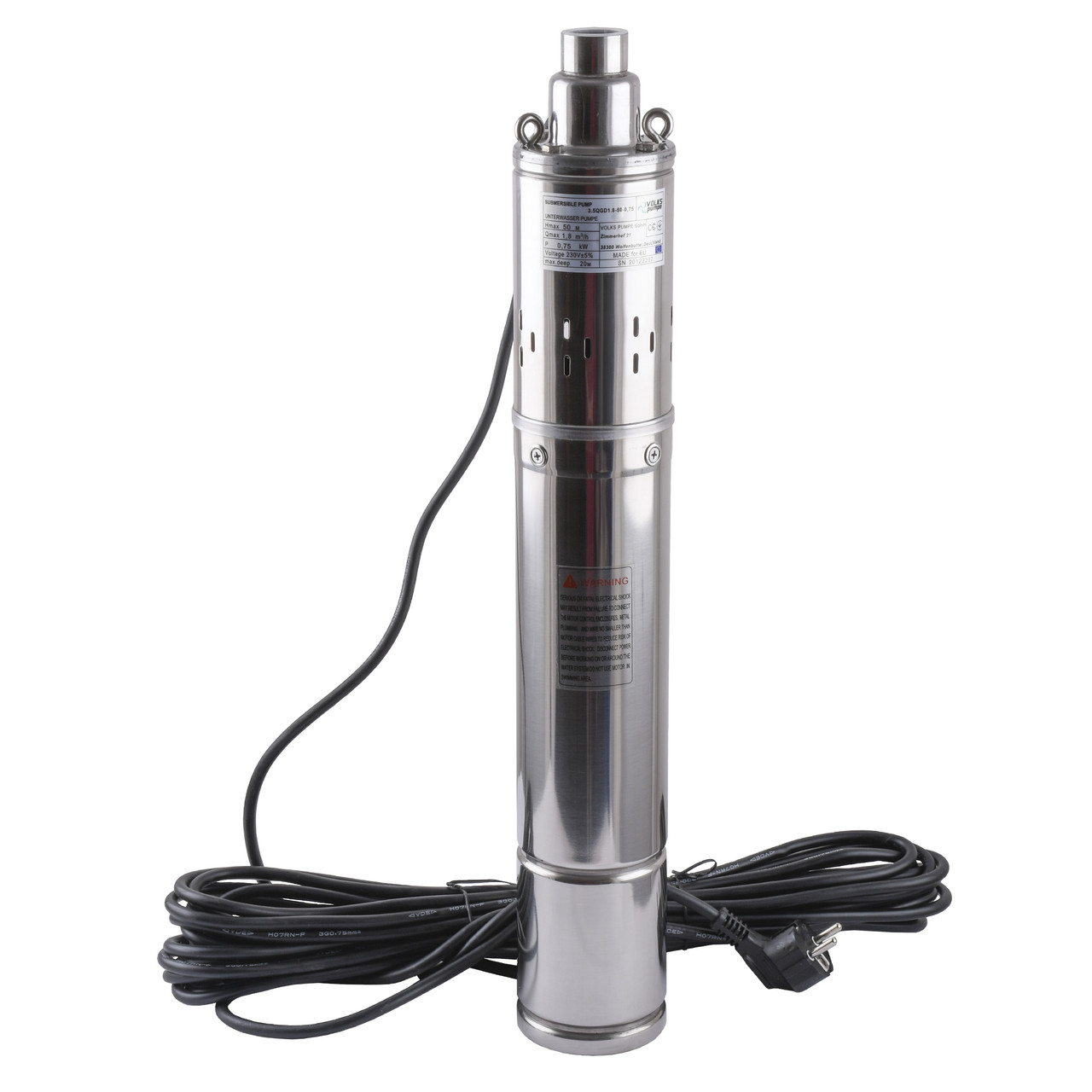 Насос свердловинний шнековий VOLKS pumpe 3,5 QGD 1,8-50-0,75 кВт 3,5 дюйма! + кабель 15м