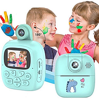 Детский фотоаппарат с мгновенной печатью фотографий Kids Print Camera, Голубой / Фотоаппарат / Фотокамера