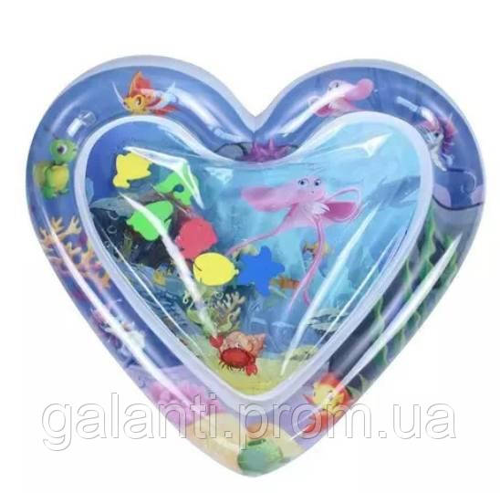 Дитячий розвивальний водний килимок Серце з рибками (S888910021) GL, код: 2467949