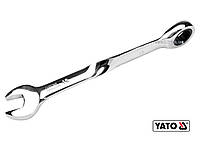 Ключ ріжково-накидний, кручений 90° з тріщаткою YATO : М= 15 x 201 мм, HRC 40-45, Cr-V [25/100] Покупай это
