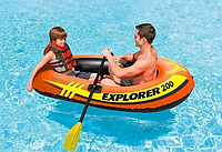 Полутораместная надувная лодка ПВХ intex explorer 200 58331 Надувная гребная лодка для плавания 185х94х41 см