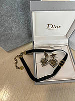 Серьги от Dior сердечки (можно приобрести набором с чокером)