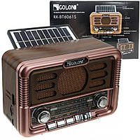 Радиоприемник с Bluetooth + солнечная панель, GOLON RX-BT6061S / Ретро мини радио / Радио на аккумуляторе