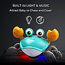 Музична інтерактивна іграшка Краб на батарейках зі звуковими ефектами Блакитний, фото 6