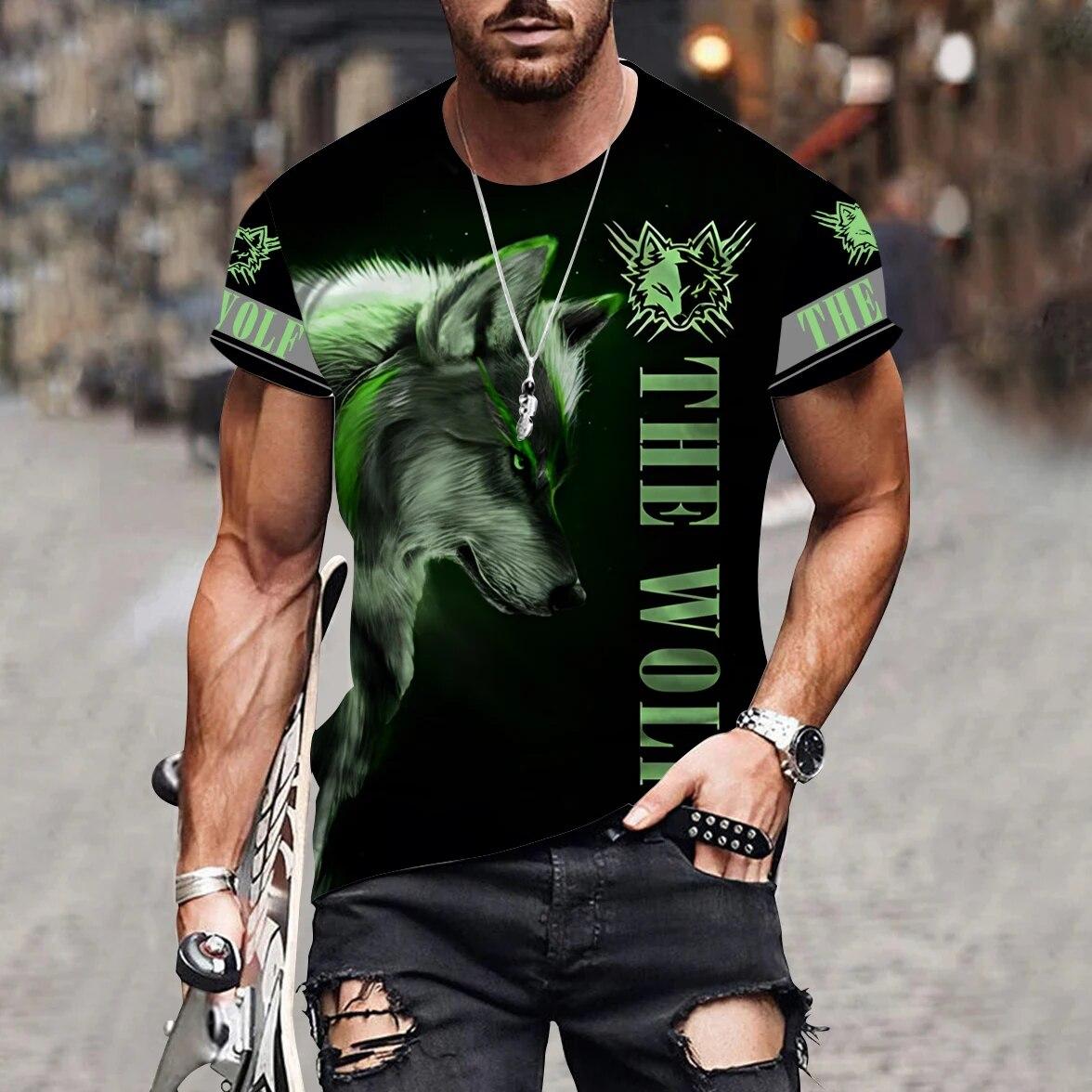 Футболка 3D друк фірмова чоловіча футболка з принтом The Wolf Вовк - Альфа самець термо дихаюча літня XXL