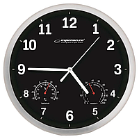 Настінний Годинник Wall Clock Lyon Black З Вимірюв Анням Темп. Та Вологісті, Діаметр 25 См EHC016K CLOCK