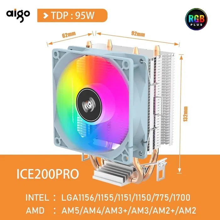 Процесорний кулер Aigo Ice200PRO з підсвіткою RGB Intel/AMD 1700
