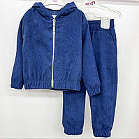 Вельветовый костюм для девочки Синий, 98-104