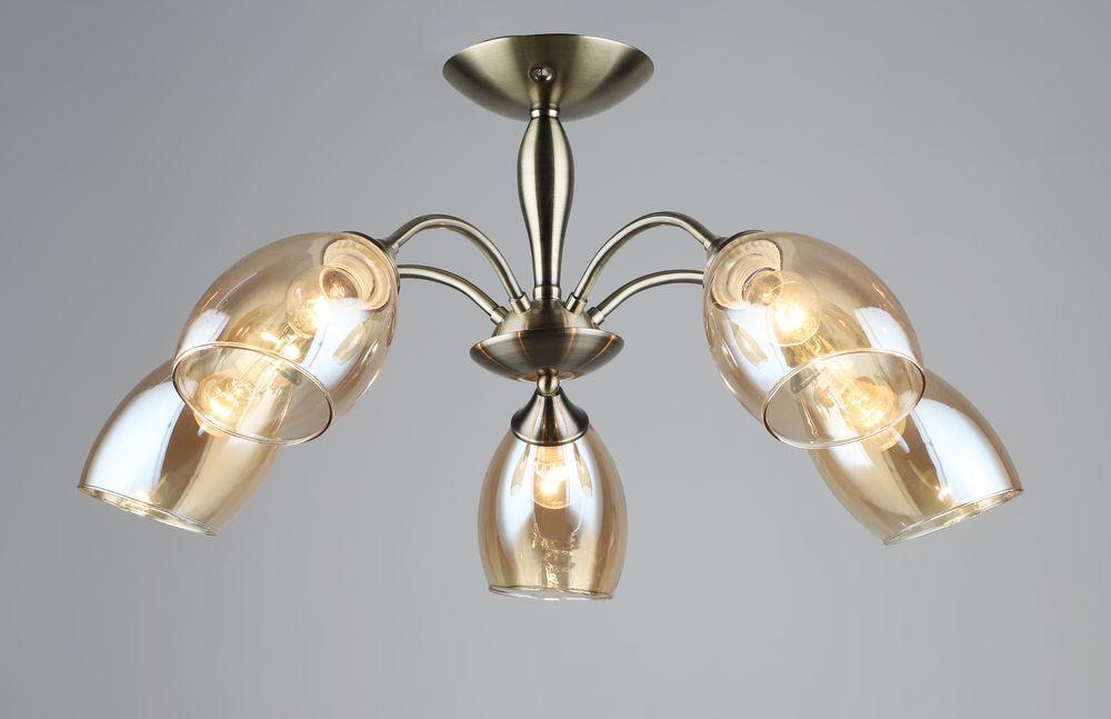 Бронзовая потолочная люстра на пять плафонов D680*H300 E27