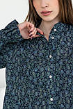 Блуза вільного крою Флорет з французької віскози з квітковим принтом 42-56 розміри різні синій принт, фото 4